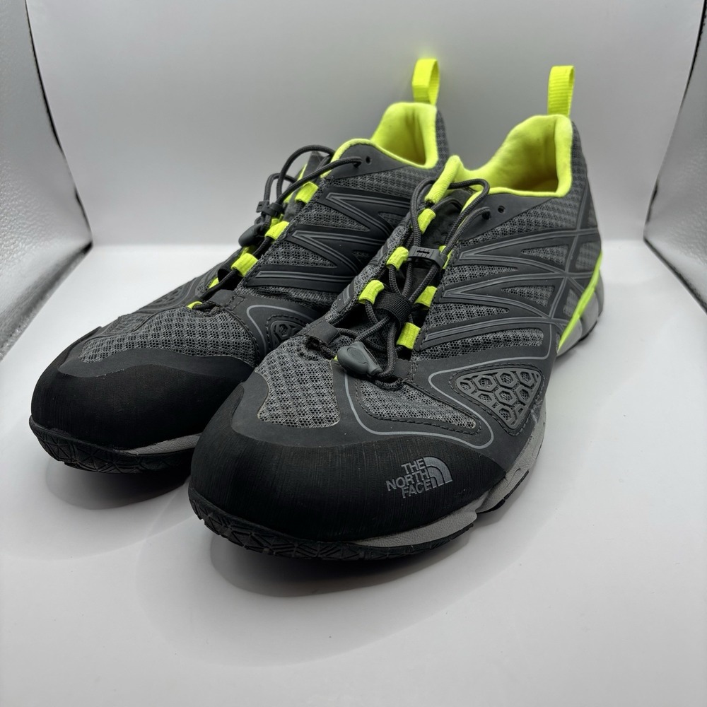 Men's Size 9.5 - The North Face Ultra Current Grey Lime Trail Running Shoes CCE4